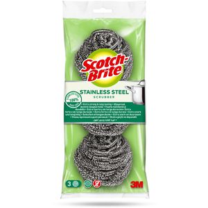 3M Topfkratzer Scotch Brite Topfreiniger 20g, aus Edelstahl, Ø 7,0 cm, 3 Stück