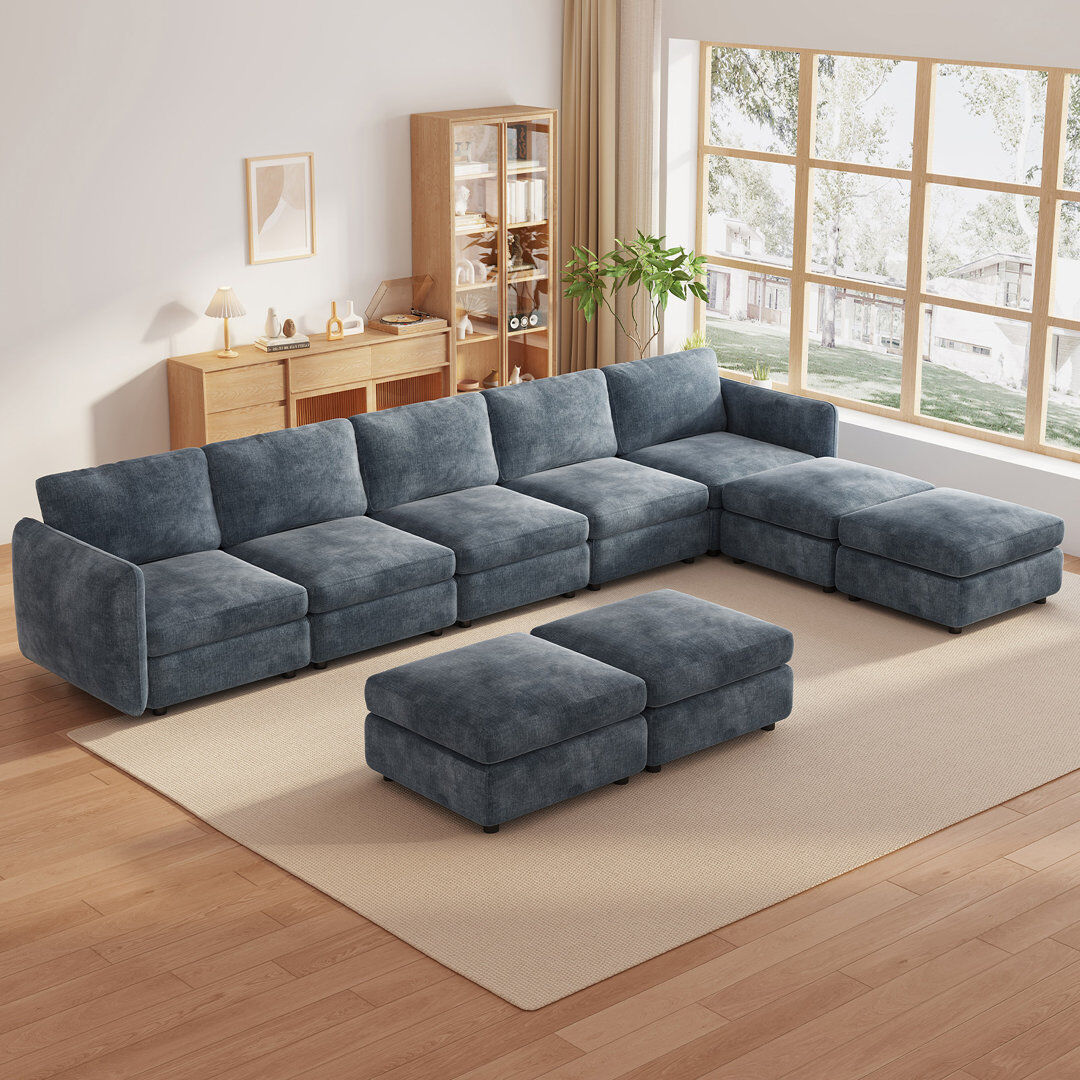 Latitude Run Blue 5 to 9 Seater Modular Storage Sofa Blue 9 seat