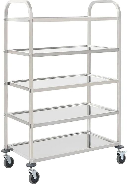 vidaxl Carrito de cocina de 5 alturas 107x55x147 cm acero inoxidable