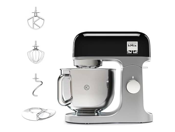 Kenwood KMix - Robot Pâtissier 1000W Bol Inox 5L 6 Vitesses Noir Robot Pâtissier\, Mélange Délicat\, Système Sécurité\, Batteur K\, Pétrisseur\, Fouet\, Anti-éclaboussures\, KMX750BK