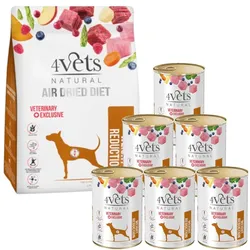 4Vets Natural Weight Reduction Set; Trockenfutter 1kg + Nassfutter 6x400g