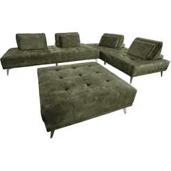MODULSOFA MIT HOCKER WIOLO Dunkelgrün Velvet
