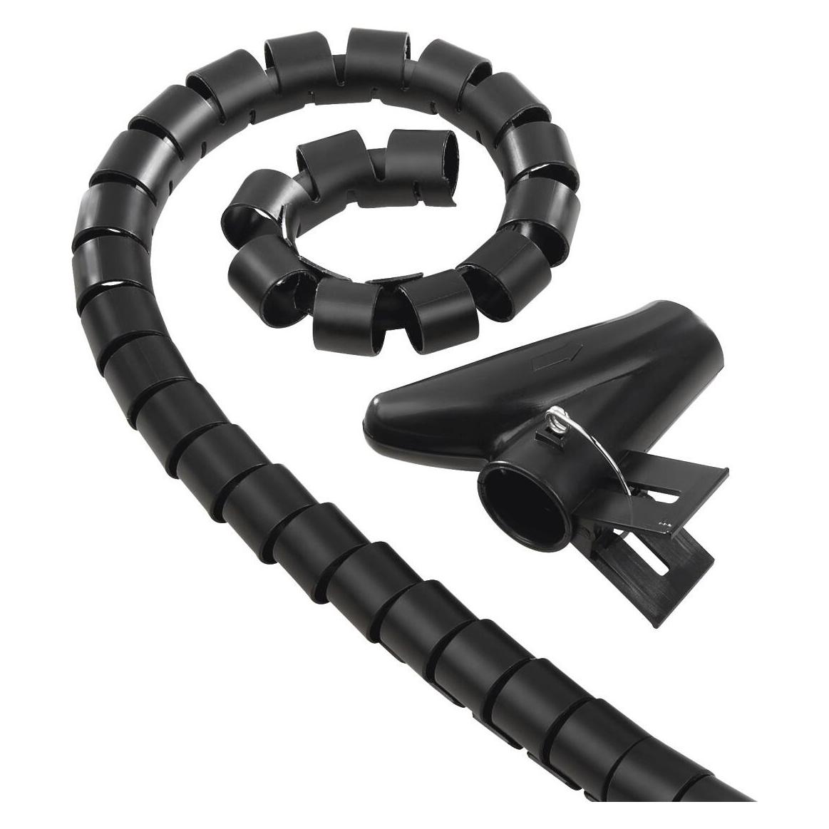 Hama Flexibler Spiral-Kabelschlauch, universal, 30 mm, 1,5 m, Schwarz (Kabelspiralschlauch, 150 cm) (00220997)