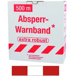 FLUID 10047 Absperrband Warnband ROBUST Rot Weiß gerade / geblockt Länge 500m