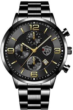 Uplifted Goods Sleek Classic Mens Wristwatch black Gold