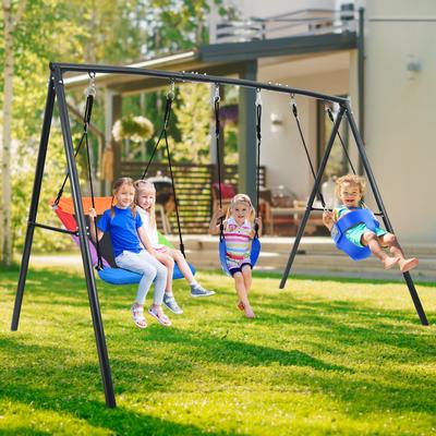 Klokick 440lbs 3 IN 1 Heavy Duty Metal A-frame Swing Sets for Backyard