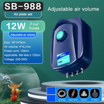Uplifted Goods Silent Aquarium Oxygen Air Pump With Adjustable Air Volume sb988 Air Plate Set