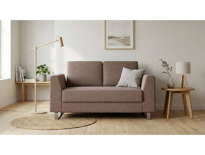 BRUNO Schlafsofa 120cm in Braun Klassik stabiles Massivholz & Boxspringkomfort
