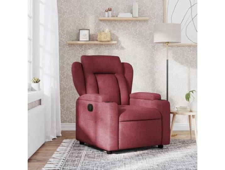 LPERTGFHU Relaxsessel, TV-Sessel mit Liegefunktion, Weinrot, Stoffbezug Manuelle Verstellung bis 135 Grad, Inklusive Becherhalter & Seitentasche