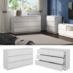 Vicco Kommode Calisto, Weiß 138 x 78,5 cm, mit 6 Schubfächer, Sideboard, Schrank