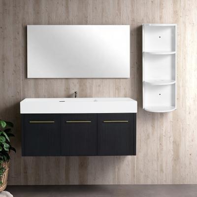 ZWYO HOSIMU 48 Inch Plywood Wall Mounted Bathroom Vanity with Resin Sink, Soft Close Doors & Storage Rack