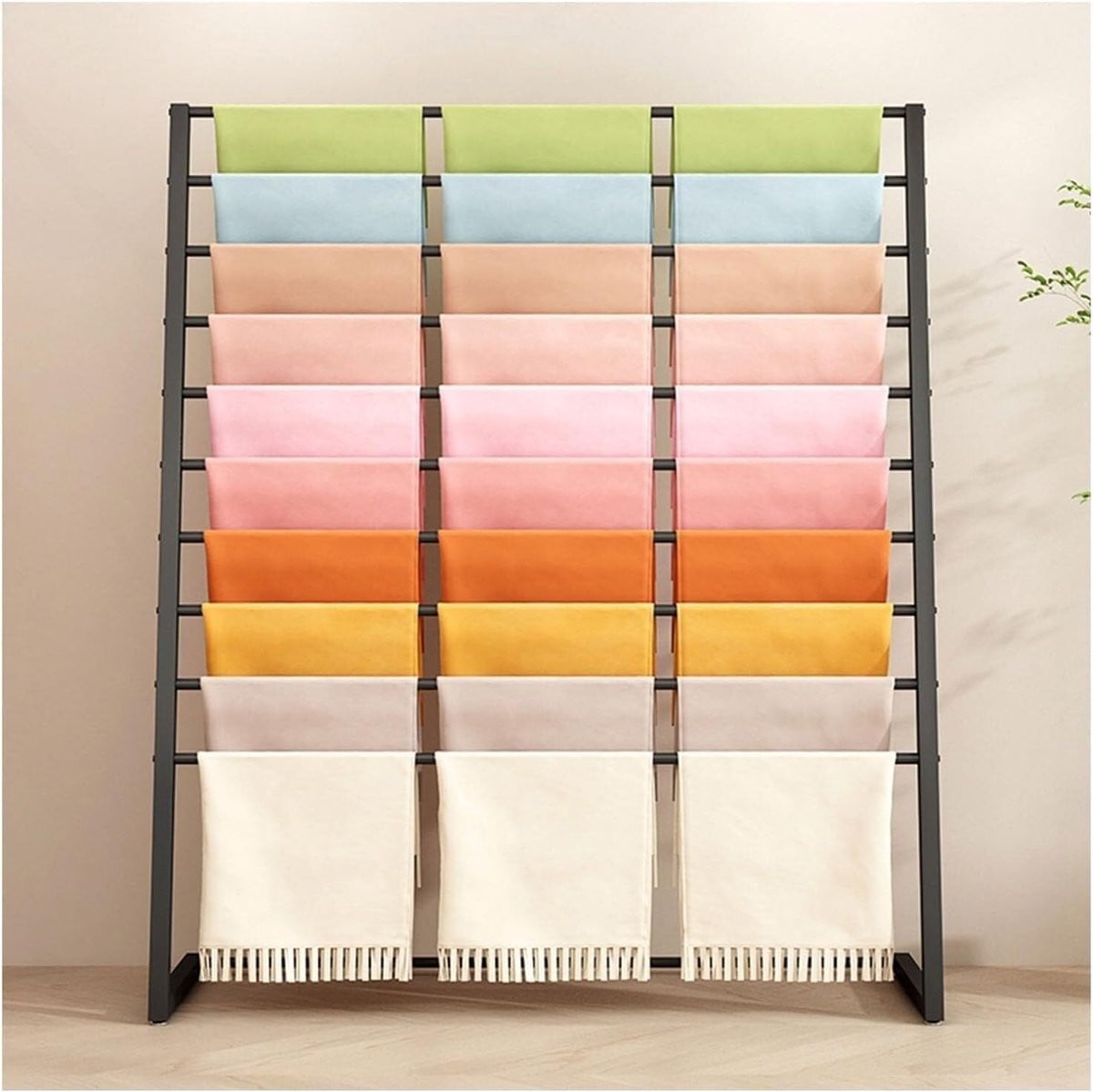 Zwart Sjaal Displayrek voor Kleding en Accessoires - Vrijstaande Winkelpresentatie - B/D/H: 80 x 40 x 145 cm