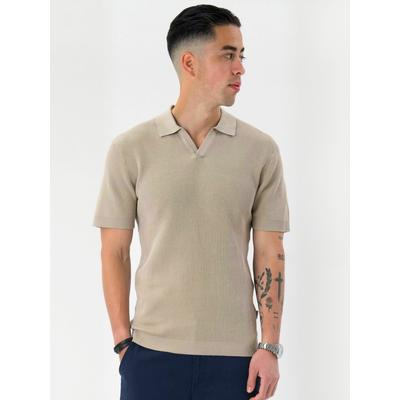 Kurzarmhemd TEESHOPPEN "TEESHOPPEN Polo shirt Polo", Herren, Gr. L, Normalgrößen, beige, Obermaterial: 100% Baumwolle, Hemden