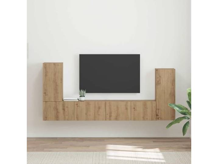 TV-Schrankset 4 stk. Artisan-Eiche Holzwerkstoff mit USB-Anschluss Medienschrank, USB-Ladefunktion, flexible Regale, langlebige Konstruktion, vielseitig nutzbar, modernes Design