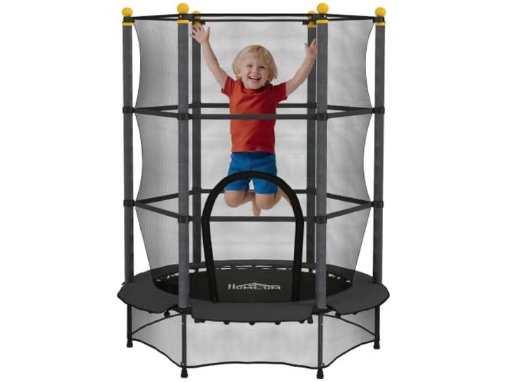HOMCOM Trampolin Outdoor Ø140 cm mit Sicherheitsnetz für Kinder Schwarz