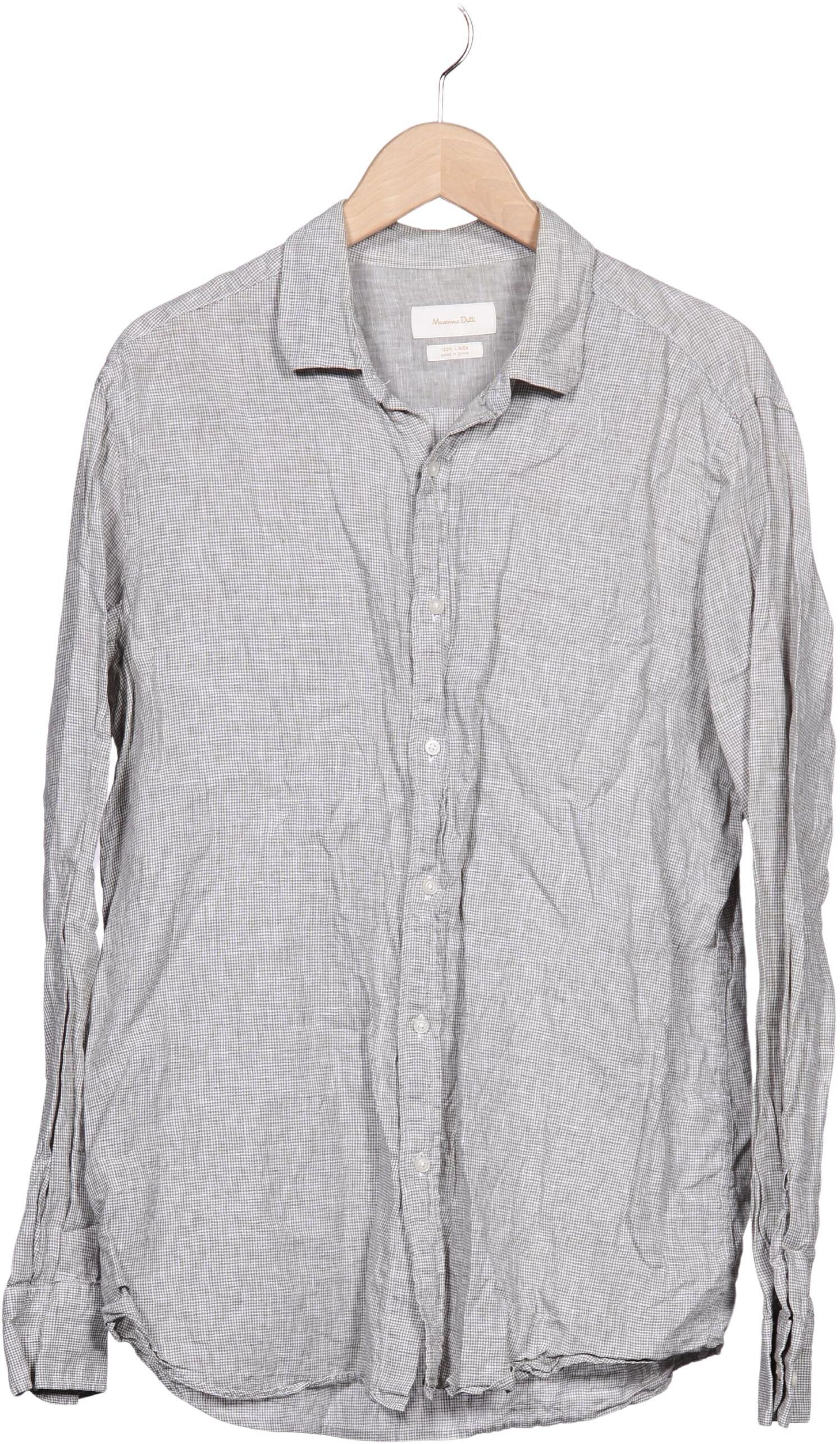 Massimo Dutti Herren Hemd, Grau, Gr. L, Leinen - Second Hand