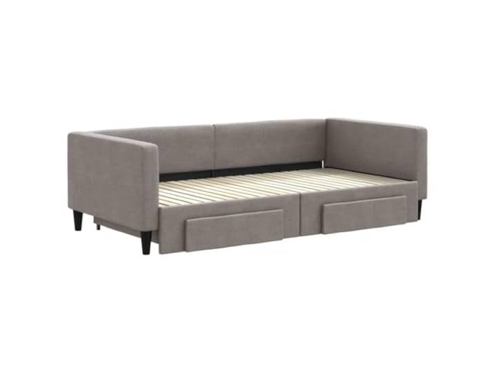 KTHLBRH Ausziehbares Schlafsofa mit Schubladen, Taupe, 100 x 200 cm, Stoff Gestell aus Holz und Metall, 2 Schubladen mit Rädern, Gästen, Wohnzimmer oder Schlafzimmer