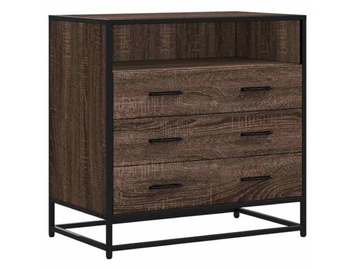 Kommode Braun Eiche 70x41x70 cm mit 3 Schubkästen, Holzwerkstoff Metallrahmen, feuchtigkeitsbeständige Oberfläche, 3 geräumige Schubladen, Tischplatte für Dekorationen, einfache Reinigung