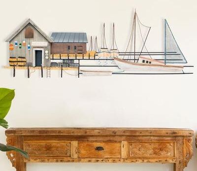 T.i./New Metal Design Fishing Village Wall Sculpture Brown , Brown