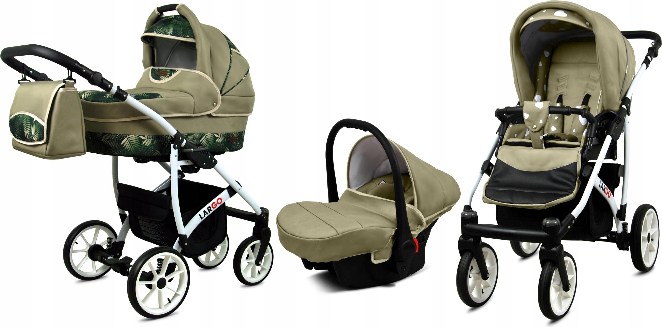 BabyLux Largo | 3in1 Kinderwagen Set | Fern Leaf | Kombikinderwagen | Kinderwagenset | Buggy +