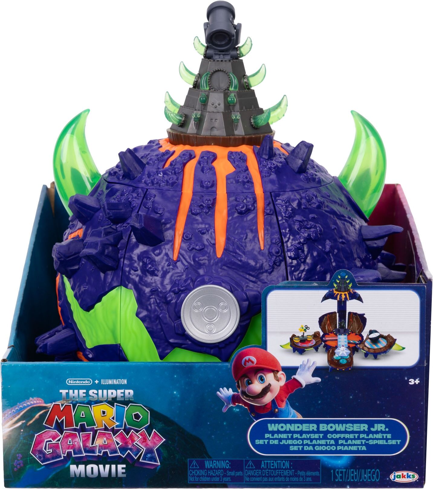 Nintendo Playset Planeta Bowser Jr con figuras The Super Mario Galaxy Movie Jakks.