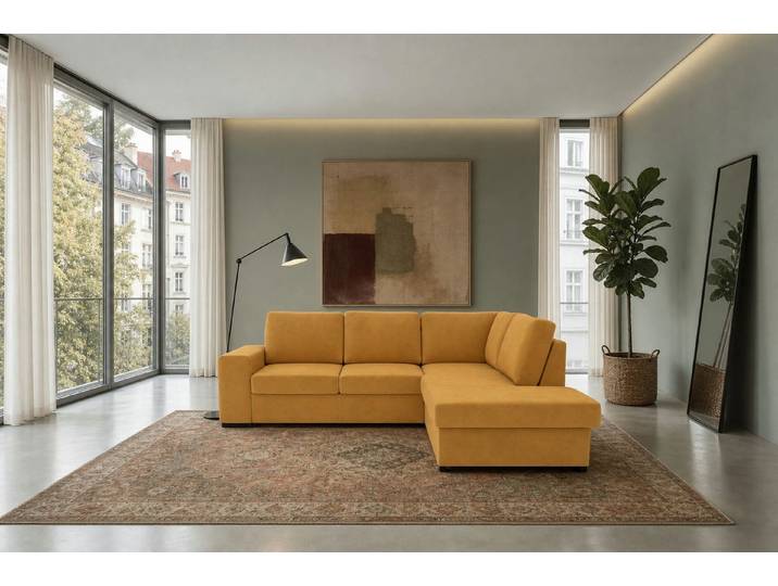 foamnova Ecksofa Salo, B 248 cm, mit Ottomane, für 5 Personen, Rückenteil statt zweiter Armlehne zum bequemen Anlehnen