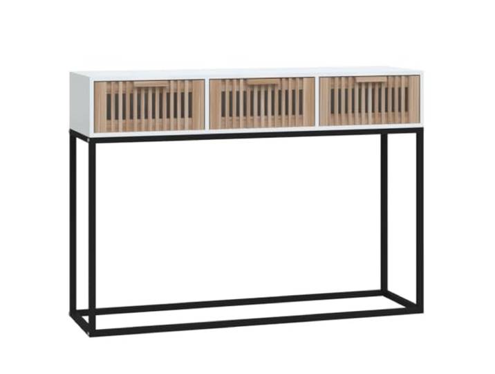 LMTYOENFG Konsolentisch Weiß 105x30x75 cm mit 3 Schubladen Flur- & Schlafzimmertisch mit 3 Schubladen, robustem Metallgestell und stabiler Ablagefläche im skandinavischen Stil.