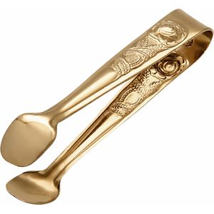 Gräwe Zuckerzange Rosendekor, Zangenende löffelförmig, Edelstahl 18/0, gold, 11 cm