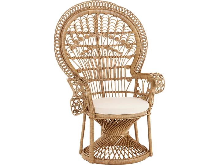 Rattanstuhl, grau (gestell grau gewischt), HOFMANN LIVING AND MORE, Stühle, Rattanstuhl, mit Kissenauflage