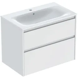 Geberit Renova Plan Möbel-Waschtisch-Set 504040001 Breite 80cm, Korpus/Front weiß / lackiert seidenmatt, Waschtisch weiß