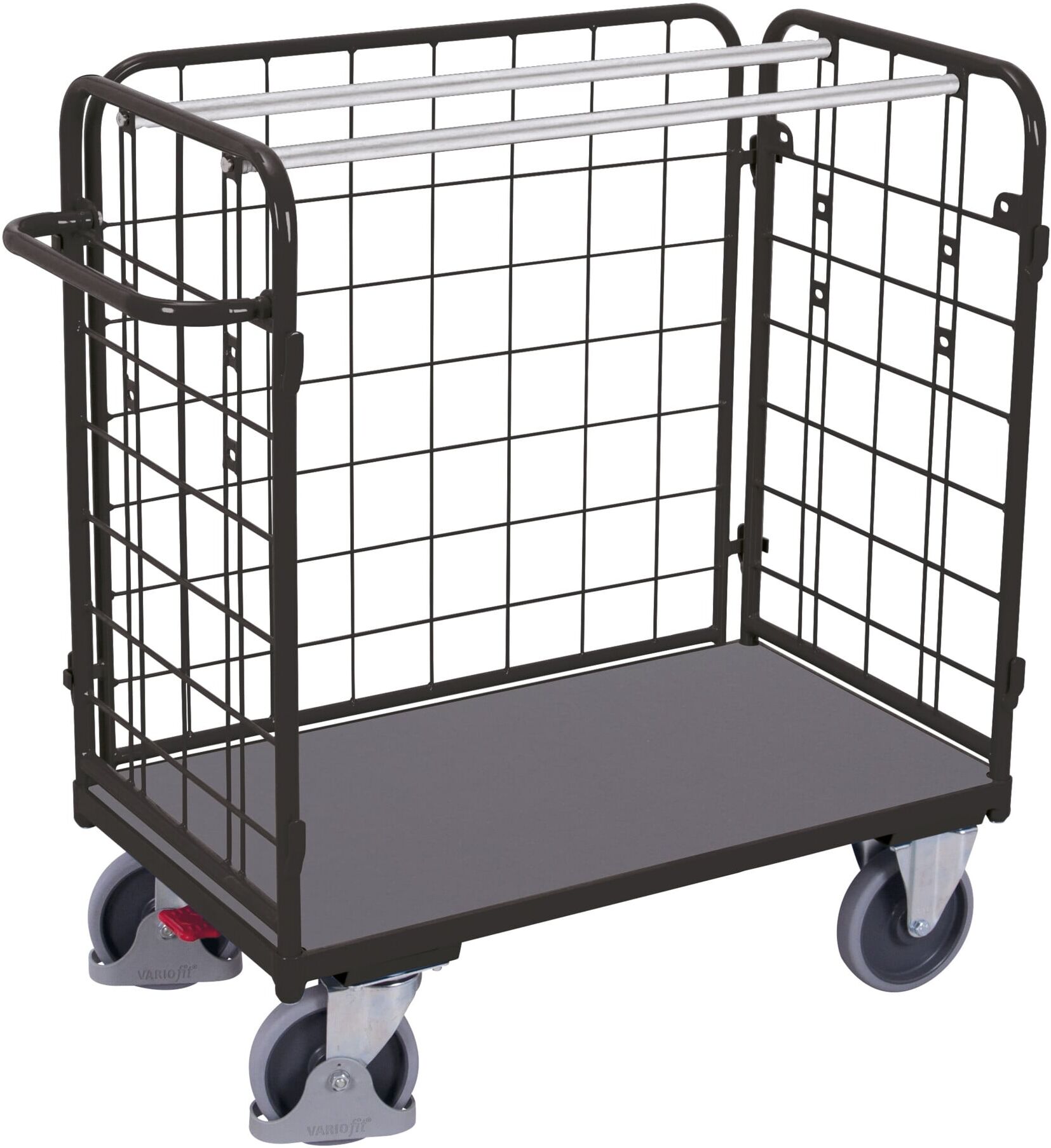 Variofit Paket-Dreiwandwagen niedrig RAL 7016 (sw-800.313/AG)