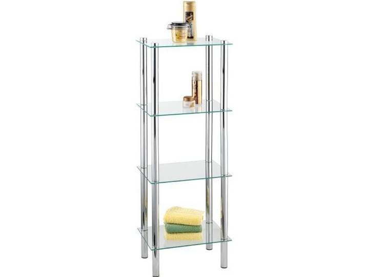 Étagère salle de bain sur pied WENKO exclusive Yago - 4 tablettes en verre trempé - 40x104x30 cm - Brillant