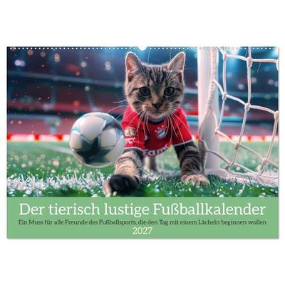 Der tierisch lustige Fußballkalender (Wandkalender 2027 DIN A2 quer), CALVENDO Monatskalender