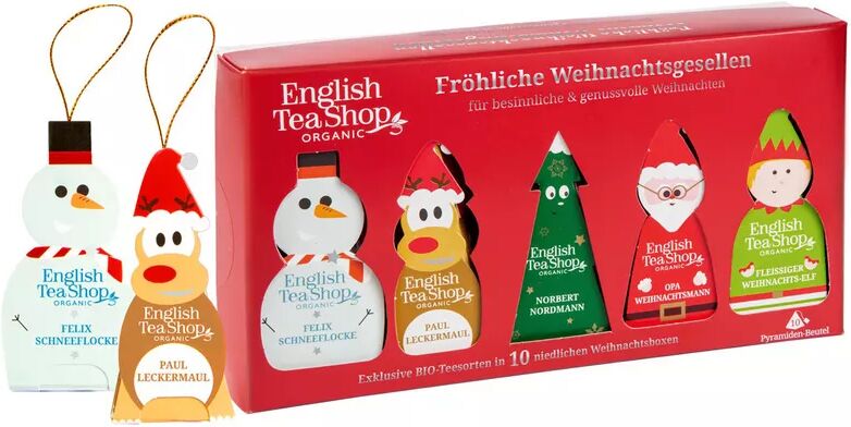 English Tea Shop - BIO Wintertee Geschenk „Fröhliche Weihnachtsgesellen“ – 10 Pyramidenbeutel, Set