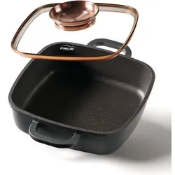 STONELINE 20cm Eckpfanne mit Aromaglasdeckel