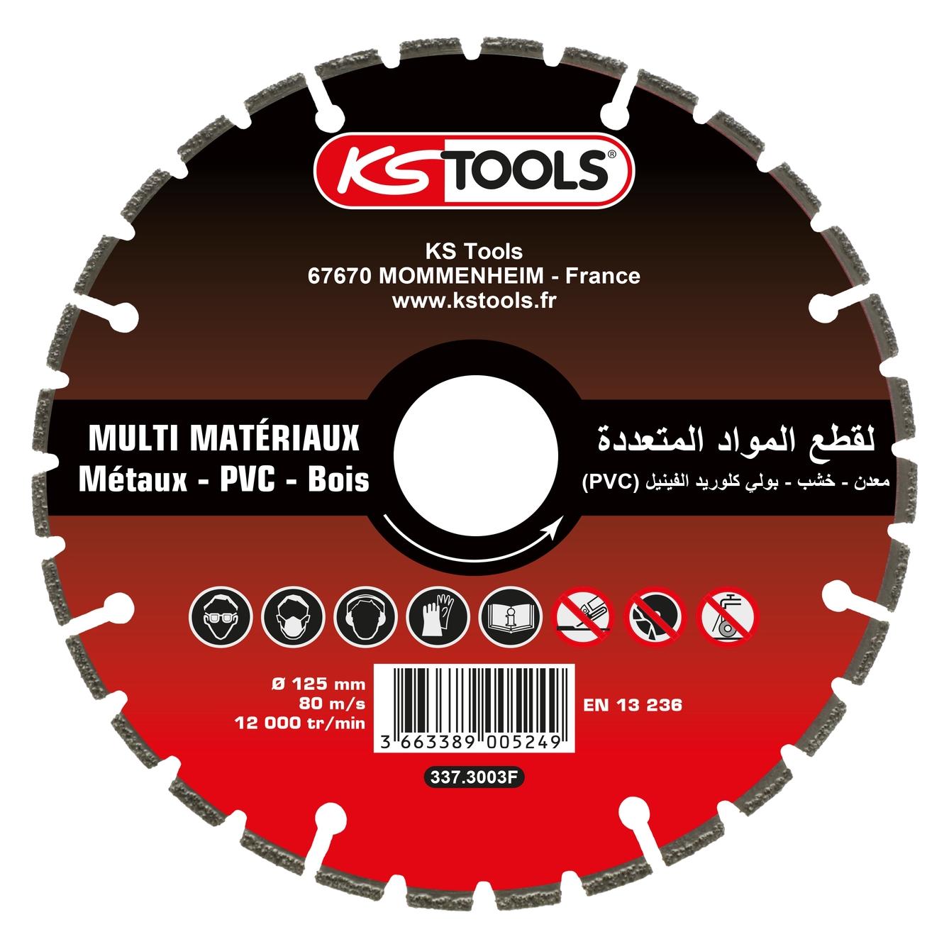 KS Tools Diamantscheibe für Metall, PVC und Holz (AVR), Durchmesser 125 mm, Bohrung 22,23 mm (337.3003F)