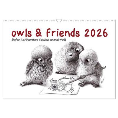 owls & friends 2026 (Wall Calendar 2026 DIN A3 landscape), CALVENDO 12 Month Wall Calendar