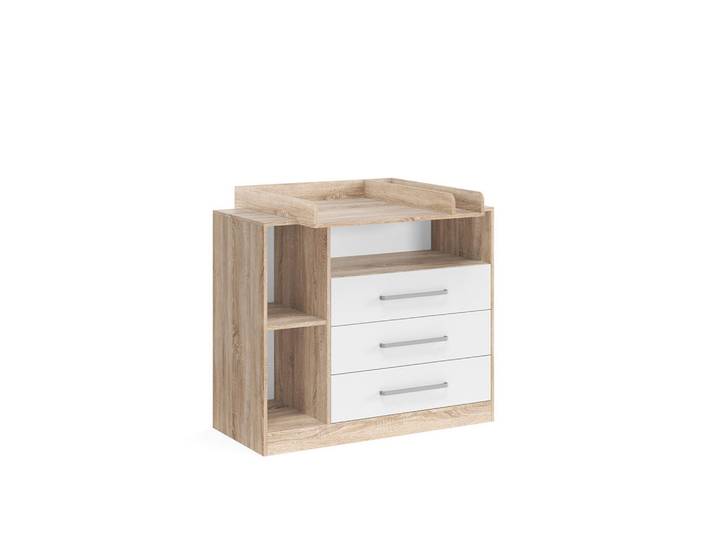 Vicco Wickelkommode Olina, Sonoma/Weiß, 110 x 93 cm, Sonoma Eiche, Weiß, Holzwerkstoff, Rechteckig, 110x93x50 cm, Baby- und Kindermöbel, Babyzimmer, Wickelkommode & Zubehör, Wickelkommoden