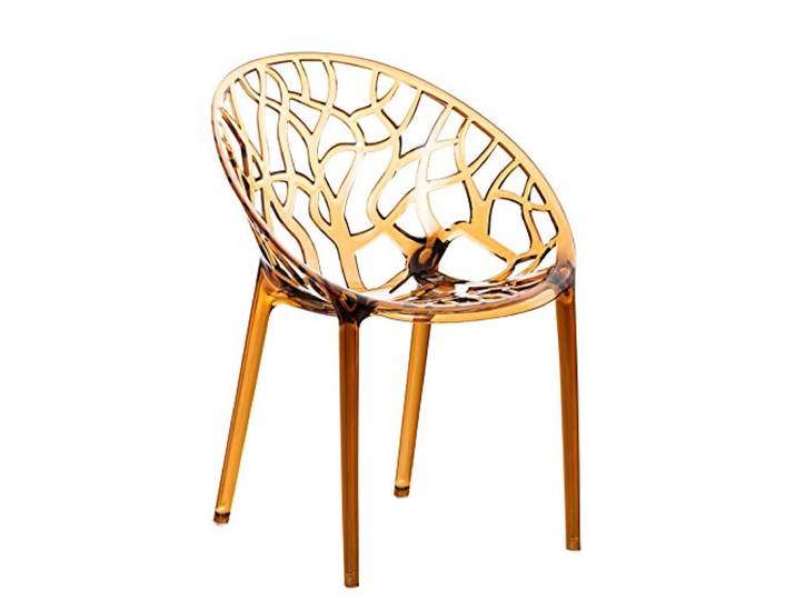 CLP Design-Gartenstuhl Crystal Kunststoff I Wetterbeständiger Stapelstuhl I Max. Belastbarkeit: 160 kg Farbe Bernstein