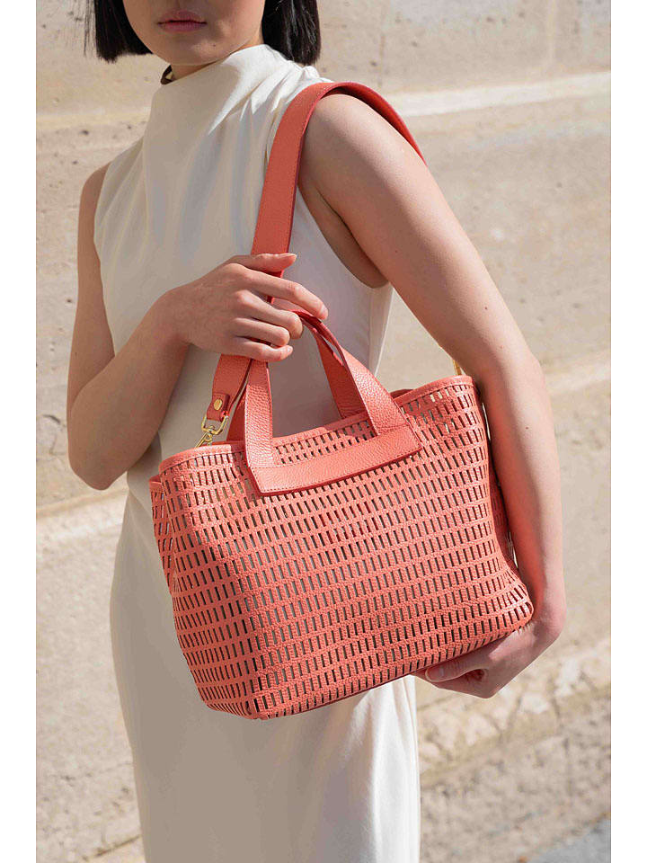 Christian Laurier Leder-Henkeltasche "Soleil" in Lachs - (B)42 x (H)25 x (T)14,5 cm - onesize