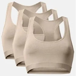 ORGANIC COTTON SPORT BH - 3-Pack - Beige - XL