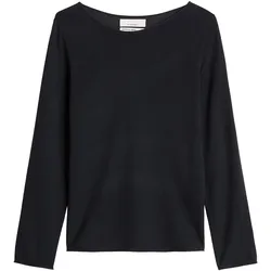 Marc O'Polo Damen Strickpullover - Knit Pullover, Merinowolle, Feinstrick, U-Boot-Ausschnitt, Slim Fit Dunkelblau / L
