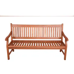 DELUKE Gartenbank MALMO 3-Sitzer - 158cm Breit, Eukalyptus, Natur | Terrassenbank Wetterfest Sitzbank Outdoor Bank