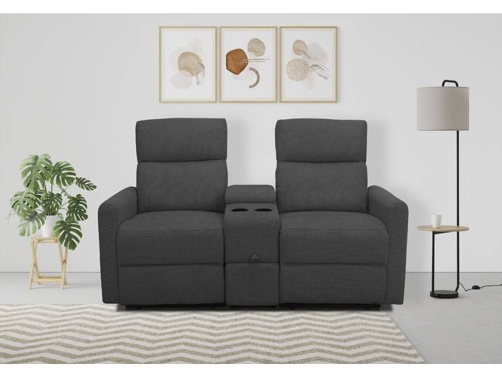 2-Sitzer HOME AFFAIRE Daoulas, 2er-Kinosofa, TV-Sessel, Multimedia-Sofa , grau (anthrazit), B:167cm H:102cm T:95cm, Webstoff (95% Polyester 5%Nylon), Sofas, 2-Sitzer, Kinosofa mit Relaxfunktion, Getränkehalter und Stauraum