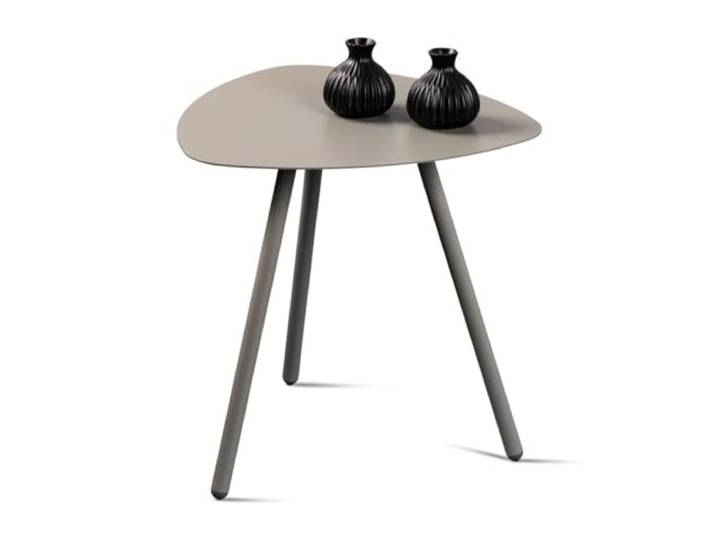 möbelando Beistelltisch >Mira 2< in Grau, 50x50 cm, aus robustem Metall mit 3 stabilen Füßen, Materialstärke Tischplatte 0,3 cm, einfach aufzubauen