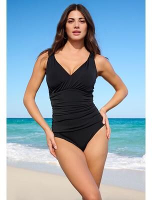 Plus Size Women's Sculpting One-Piece Swimsuit by Swim 365 in Black (Size 22)
