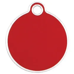 Adressanhänger mit Gravur - rund klein - rot mit Silberrand