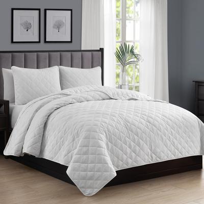 Swift Home Double Brushed Diamond Quilted 3-Piece Microfiber Quilt Set, Soft