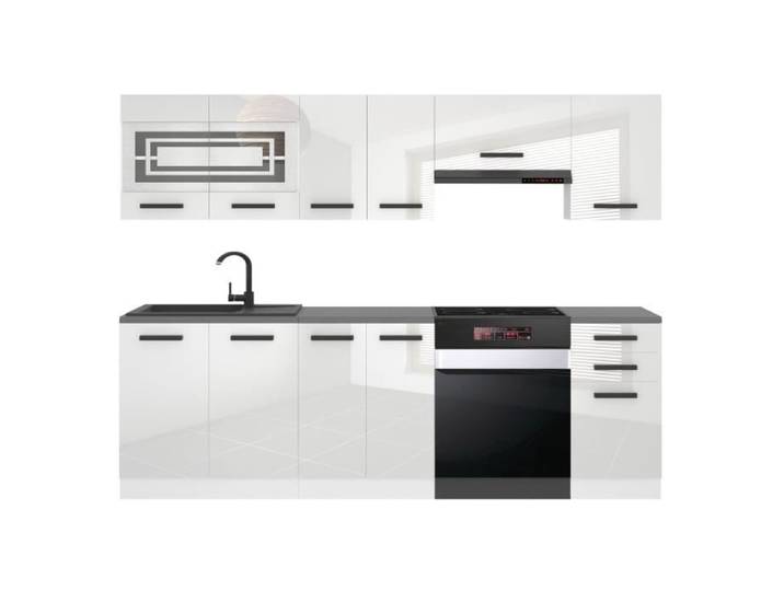 Cuisine Complète - B BELINI GROUP - LILY - 240 cm - Ultra-brillant - Système de fermeture silencieuse