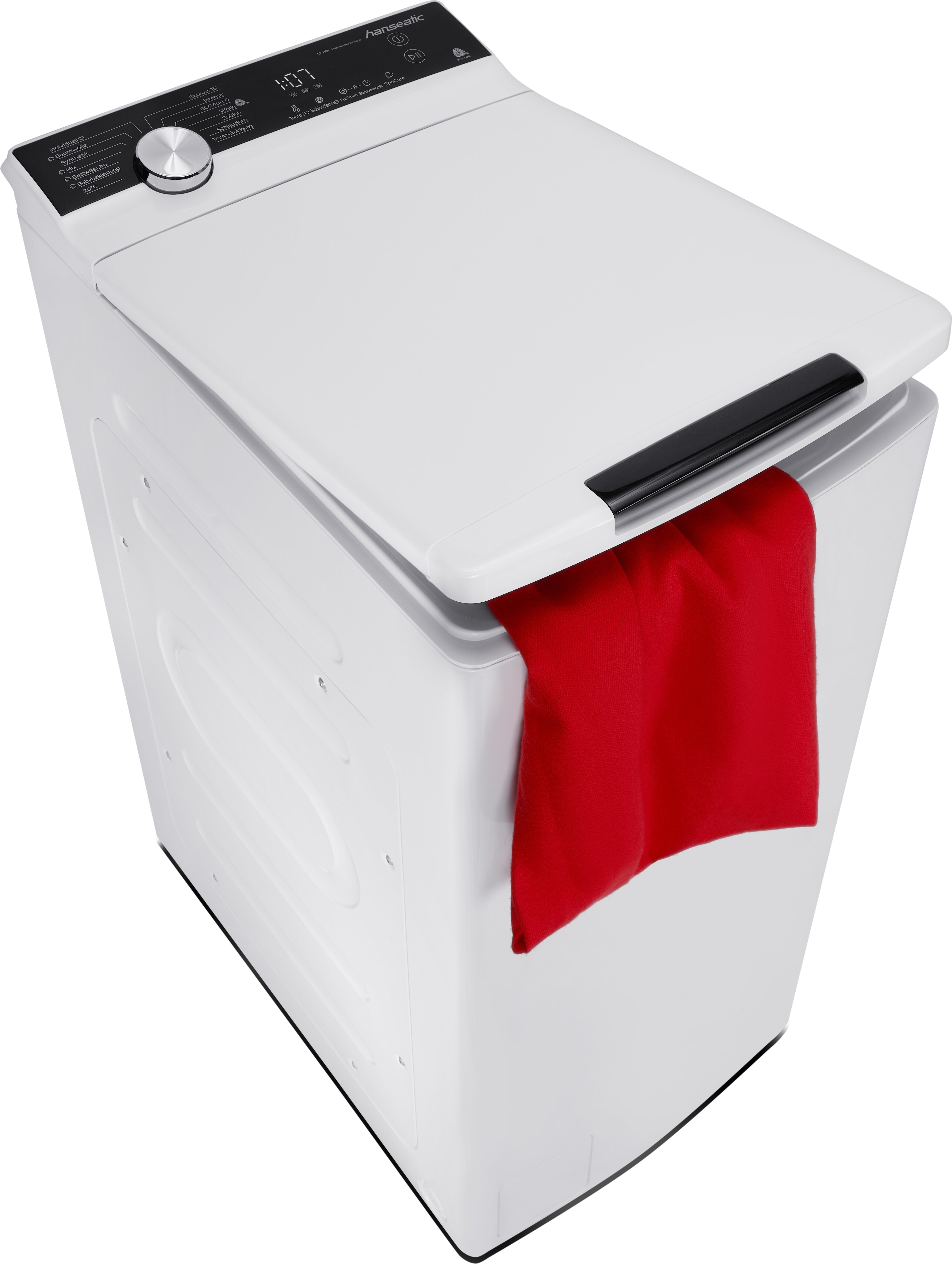 HANSEATIC Waschmaschine Toplader "HTWK813A", Energieeffizienz: A, weiß, B:40cm H:88cm T:61cm, Waschmaschinen, inkl. 3 Jahre Herstellergarantie, Waschmaschine Toplader